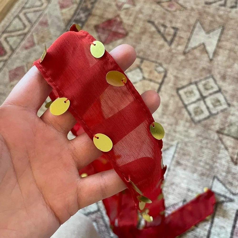 Red and Gold Boho Belt or Headband